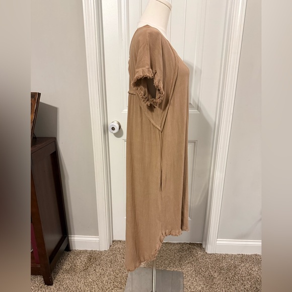 Umgee Tan High-Low Fringe Hem Dress - Picture 4 of 11